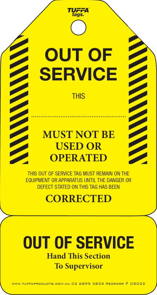 Out of Service Tags - Side 2