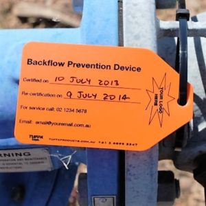 Backflow Prevention Tags
