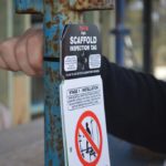 Scaffold Tag Cable Tied to Scaffolding