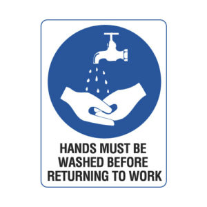 Hands Must be Washed Before Returning to Work Sign
