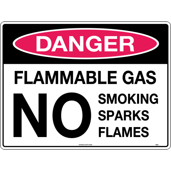 Danger Flammable Gas No Smoking Sparks Flames Signs