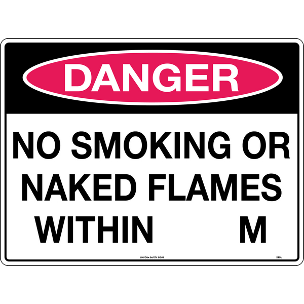 Danger No Smoking Or Naked Flames Within .... M Signs