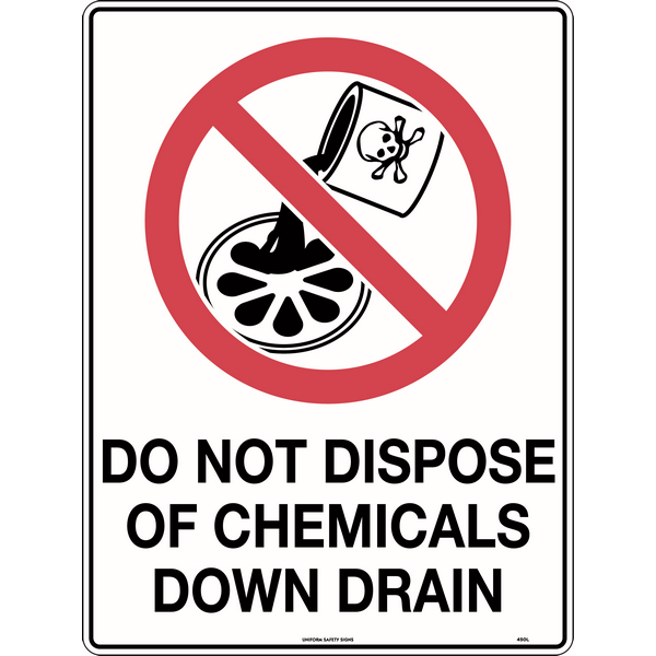 Do Not Dispose Of Chemicals Down Drain Signs