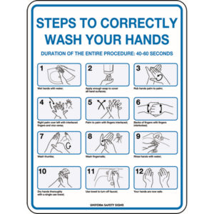 Steps To Correctly Wash Your Hands Hygiene Signs - Code 5903MP
