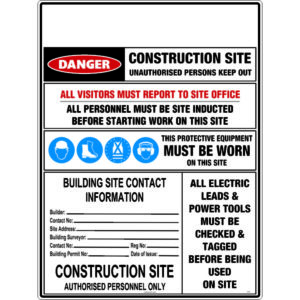 Construction Site Safety Requirements (With Building Site Contact Information) Sign