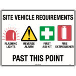 Site Vehicle Requirements, Flashing Lights etc Signs