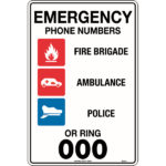 Emergency Phone Numbers or Ring 000 Signs