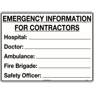 Emergency Information for Contractors Signs