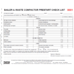 Bailer & Waste Compactor Prestart Checklist