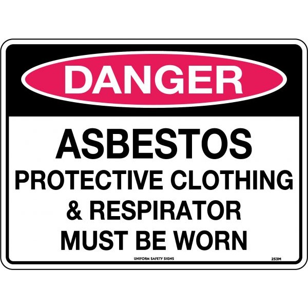 Danger Asbestos Protective Clothing & Respirator Must be Worn Signs