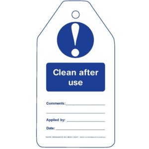 Clean After Use Tags (packs of 100)
