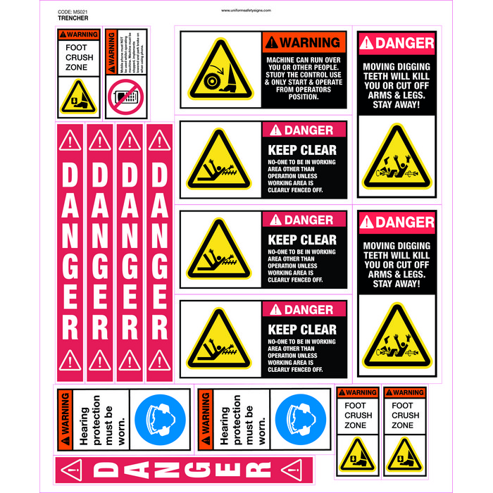 MS021 Trencher - Warning Sticker Sets