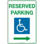 Reserved Parking, Disabled Picto Right Arrow Signs