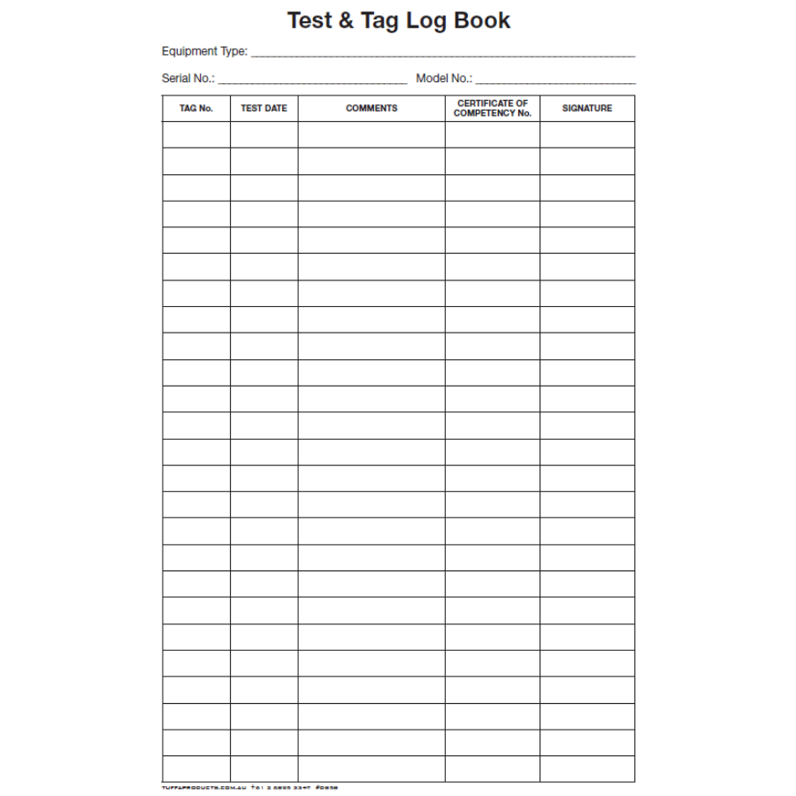 Test and Tag Log Book