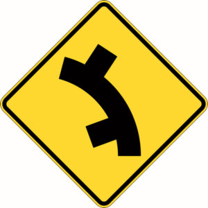 Staggered Side Road on Curve, Left Signs