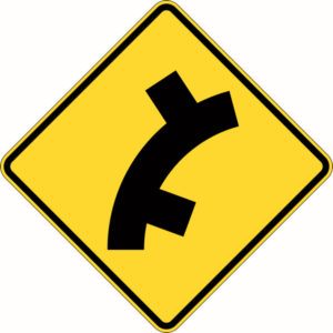 Staggered Side Road on Curve, Right Signs