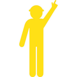 Yellow Cutout Safety Construction Worker [Pointing Up]