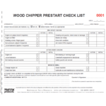 Wood Chipper Prestart Checklist Books