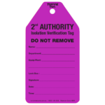 2nd Authority Isolation Verification Tag (packs of 100)
