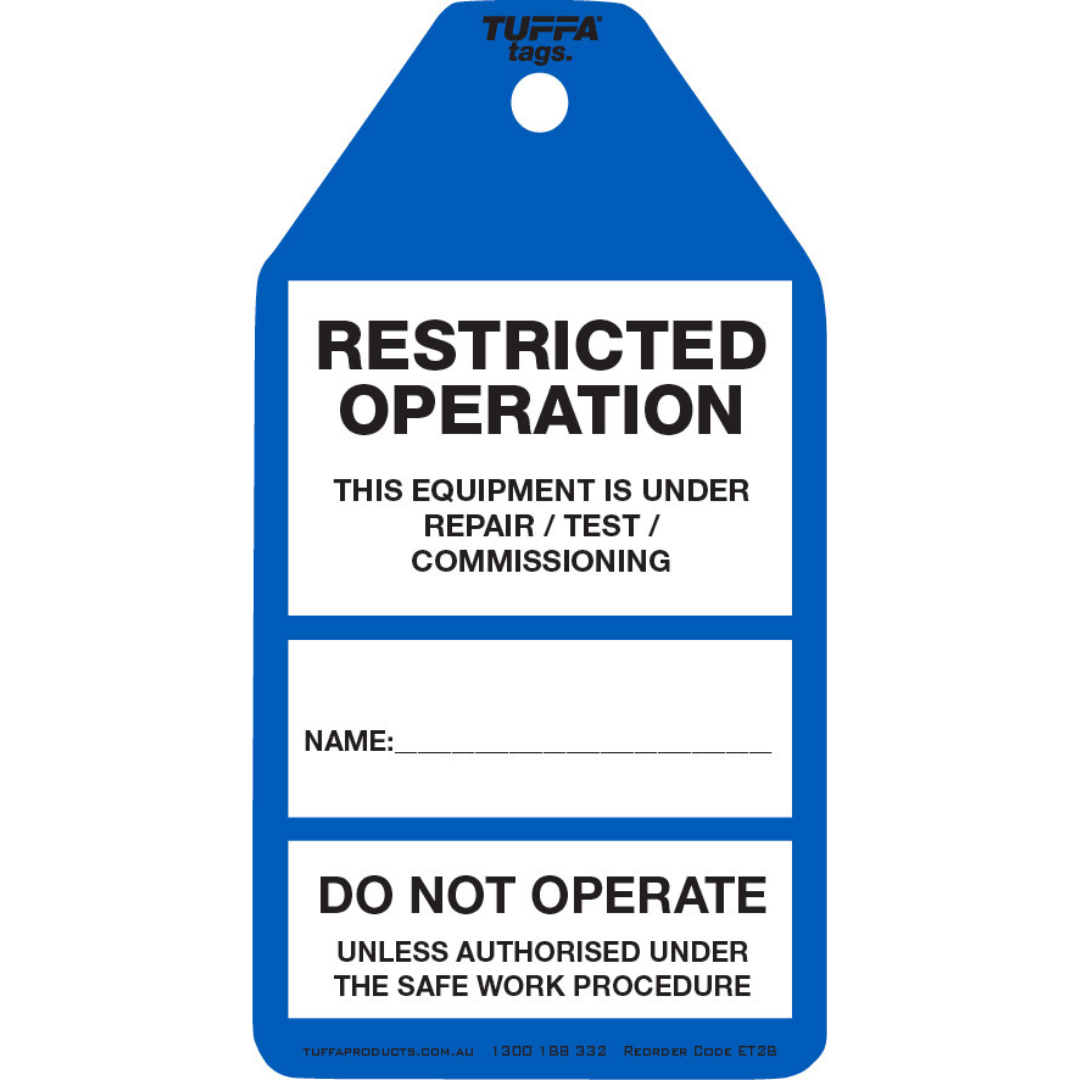 Restricted Operation Tag (packs of 100)