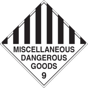 Miscellaneous Dangerous Goods 9 Decals 100mm x 100mm