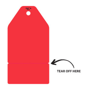 Red Plain TUFFA Tags - 150mm x 80mm (Tear off Section) (packs of 100)