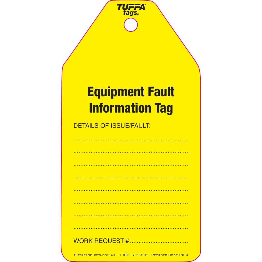 Equipment Fault Information Tags (packs of 100)